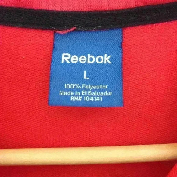 Reebok Women Red Large Full Zip Striped Jacket - Picture 4 of 5